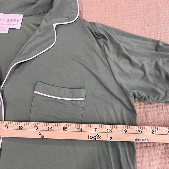 Birdy Grey Bamboo Jonny Long Sleeve Cozy Pajama Shirt Women Sz Small Green EUC - Picture 9 of 13